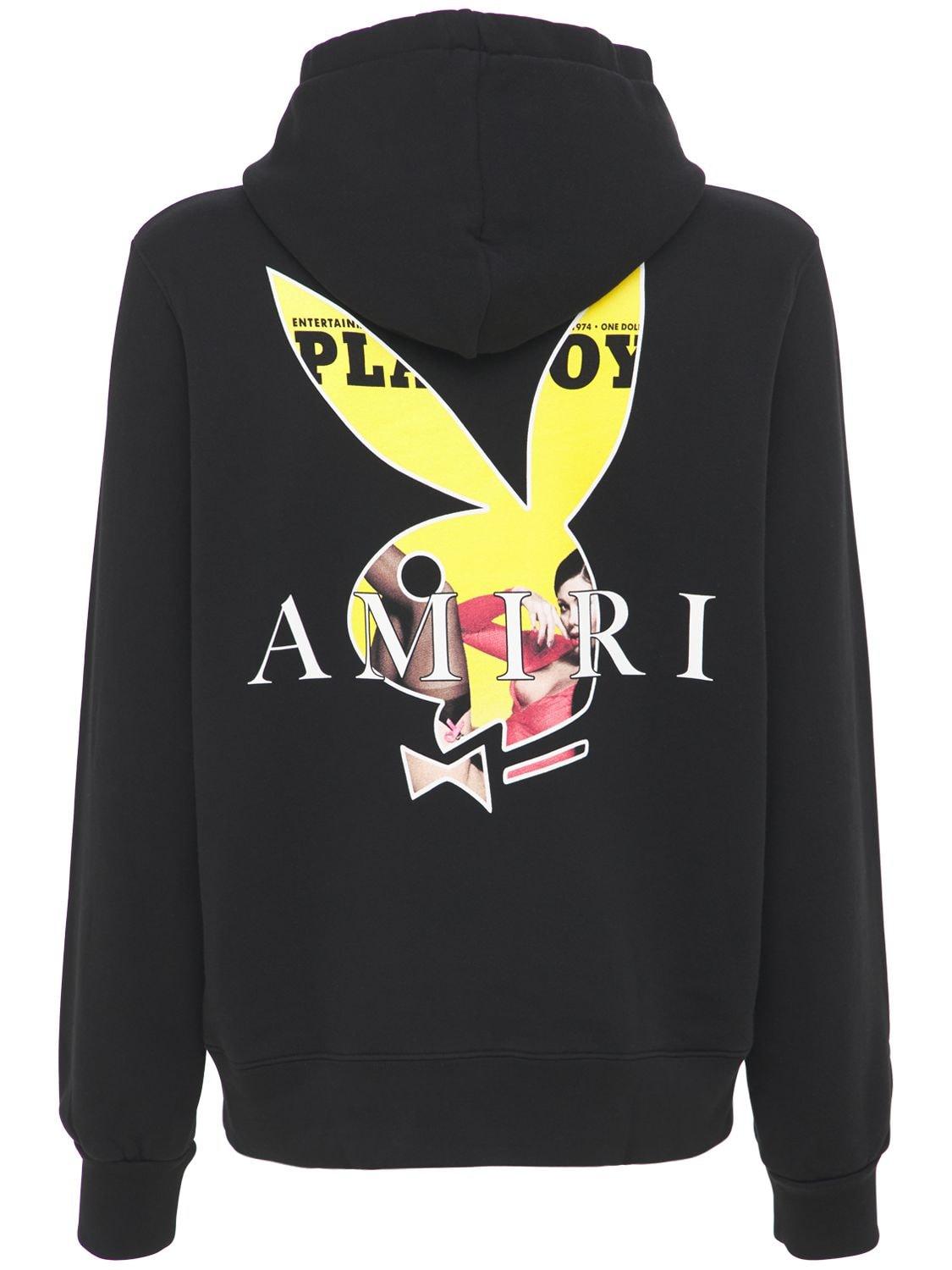 Amiri Playboy Cover Cotton Jersey Hoodie in Black for Men | Lyst