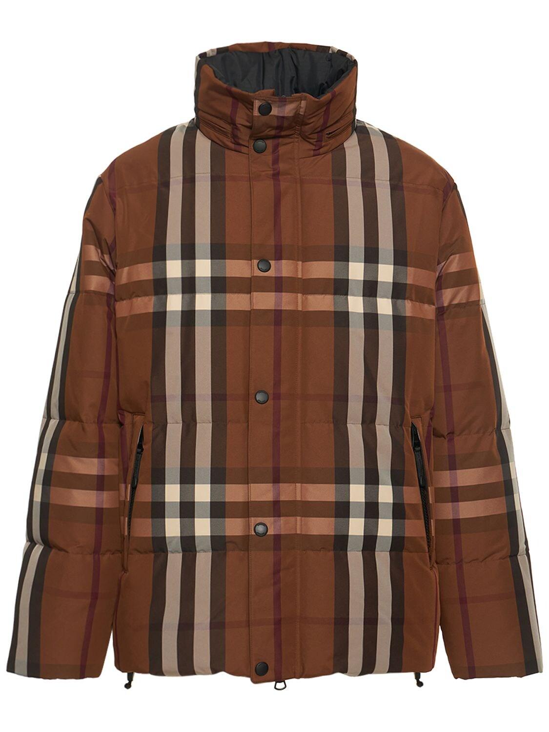 Burberry Digby Check Print Nylon Down Jacket in Brown for Men | Lyst UK