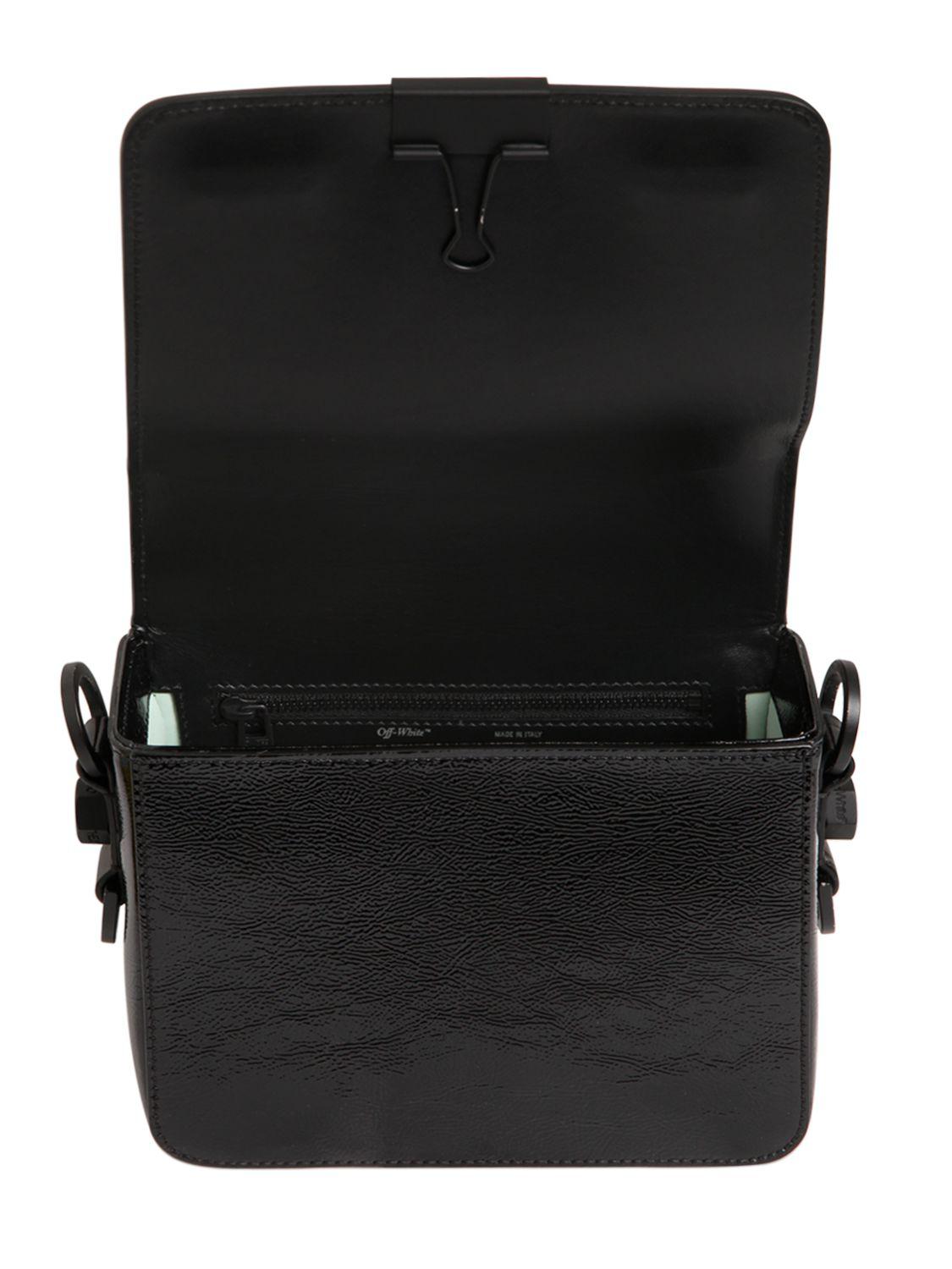 Off-White c/o Virgil Abloh Binder Clip Patent Leather Shoulder Bag in Black - Lyst
