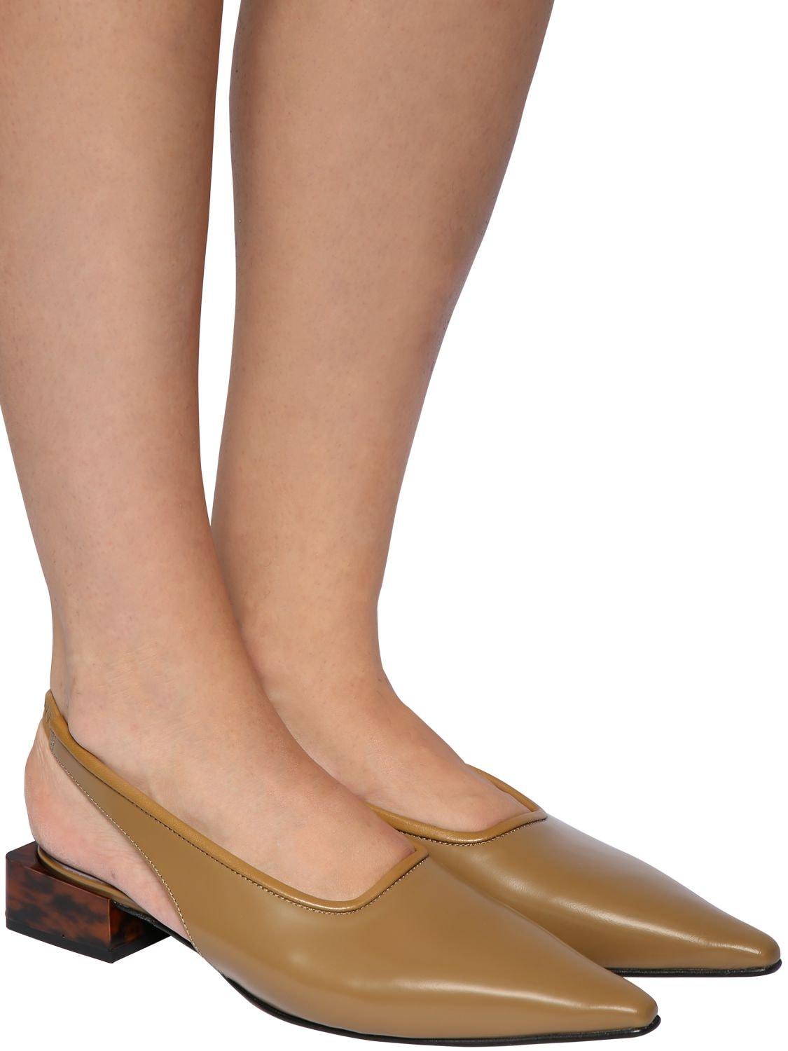 Ganni 30mm Brushed Leather Sling Back 