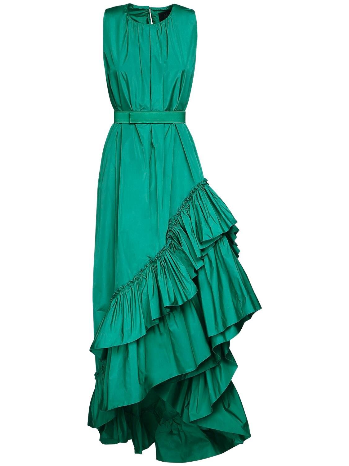 Robe Asymétrique En Taffetas À Volants Max Mara en coloris Vert | Lyst