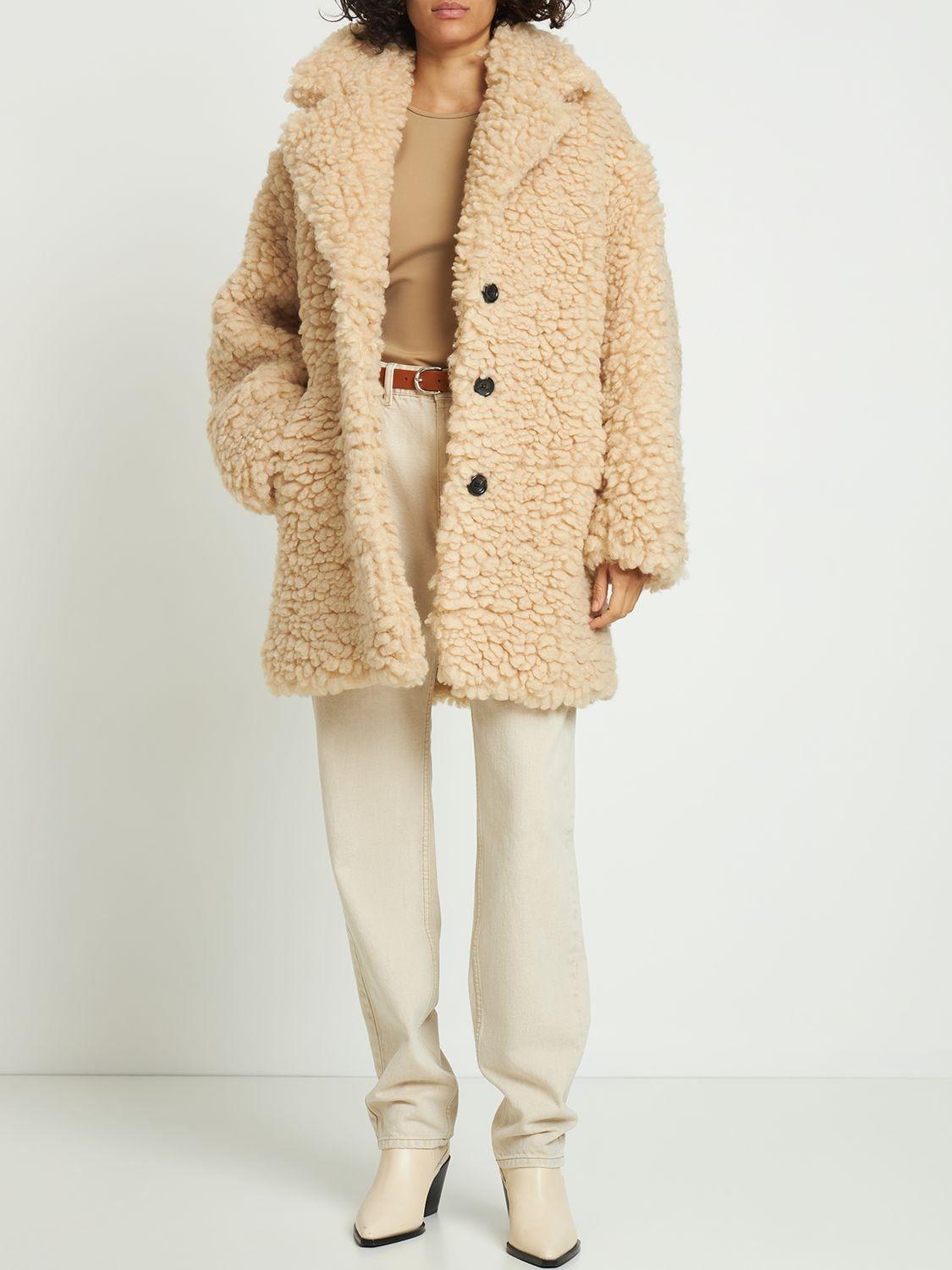 Marant Faux Fur Short Coat in Natural | Lyst