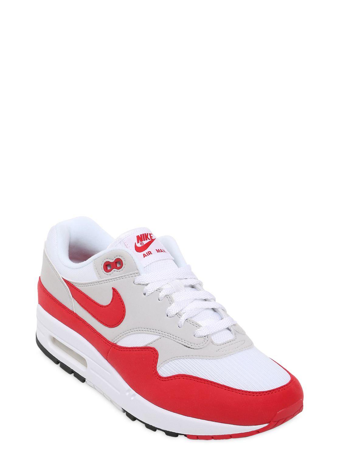 Nike Air Max 1 Og Mesh & Suede Sneakers in White/Red (White) for Men | Lyst