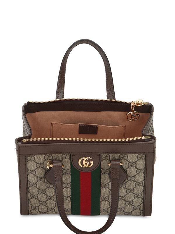 Gucci Small Ophidia Gg Supreme Top Handle Bag in Black | Lyst