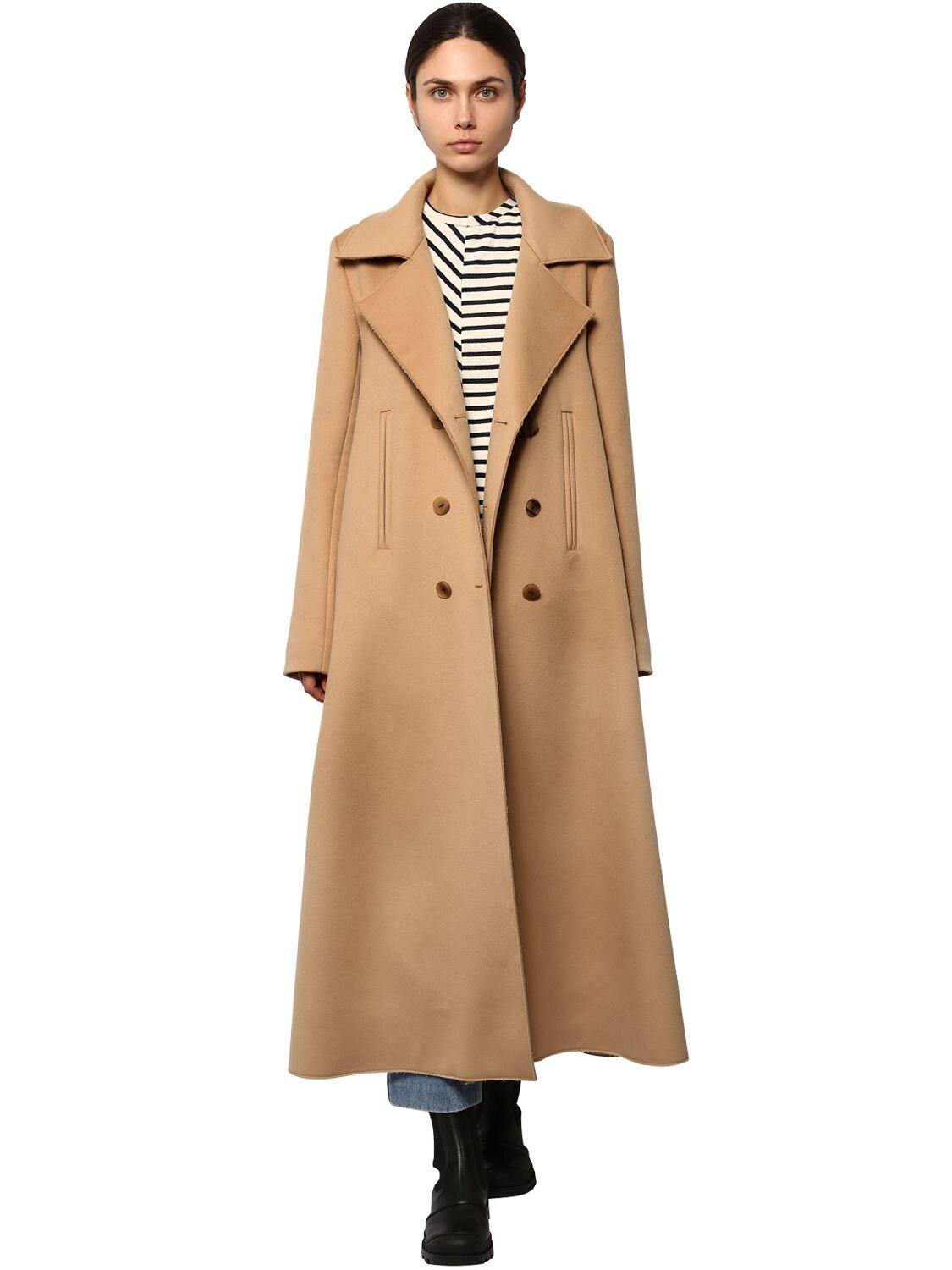 Loewe Double Breast Swing Cashmere Cloth Coat in Camel (Natural) - Lyst