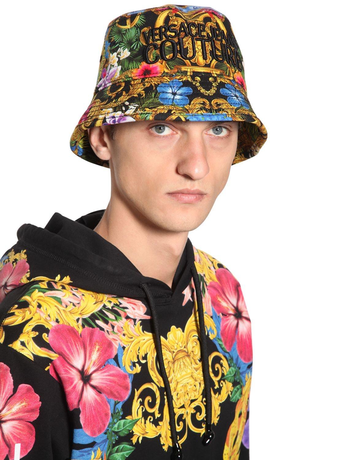 Versace Jeans Couture Tropical Print Bucket Hat for Men | Lyst