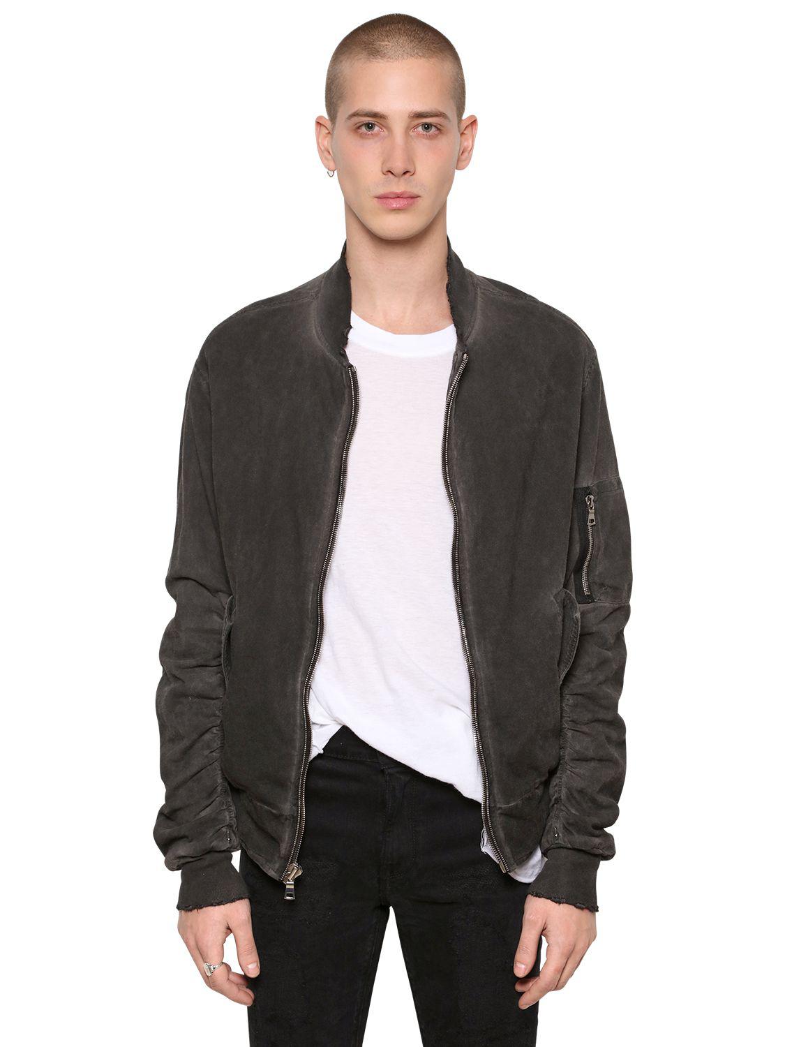 RTA Raw Cut Washed Canvas Bomber Jackets in Washed Black (Black) for ...