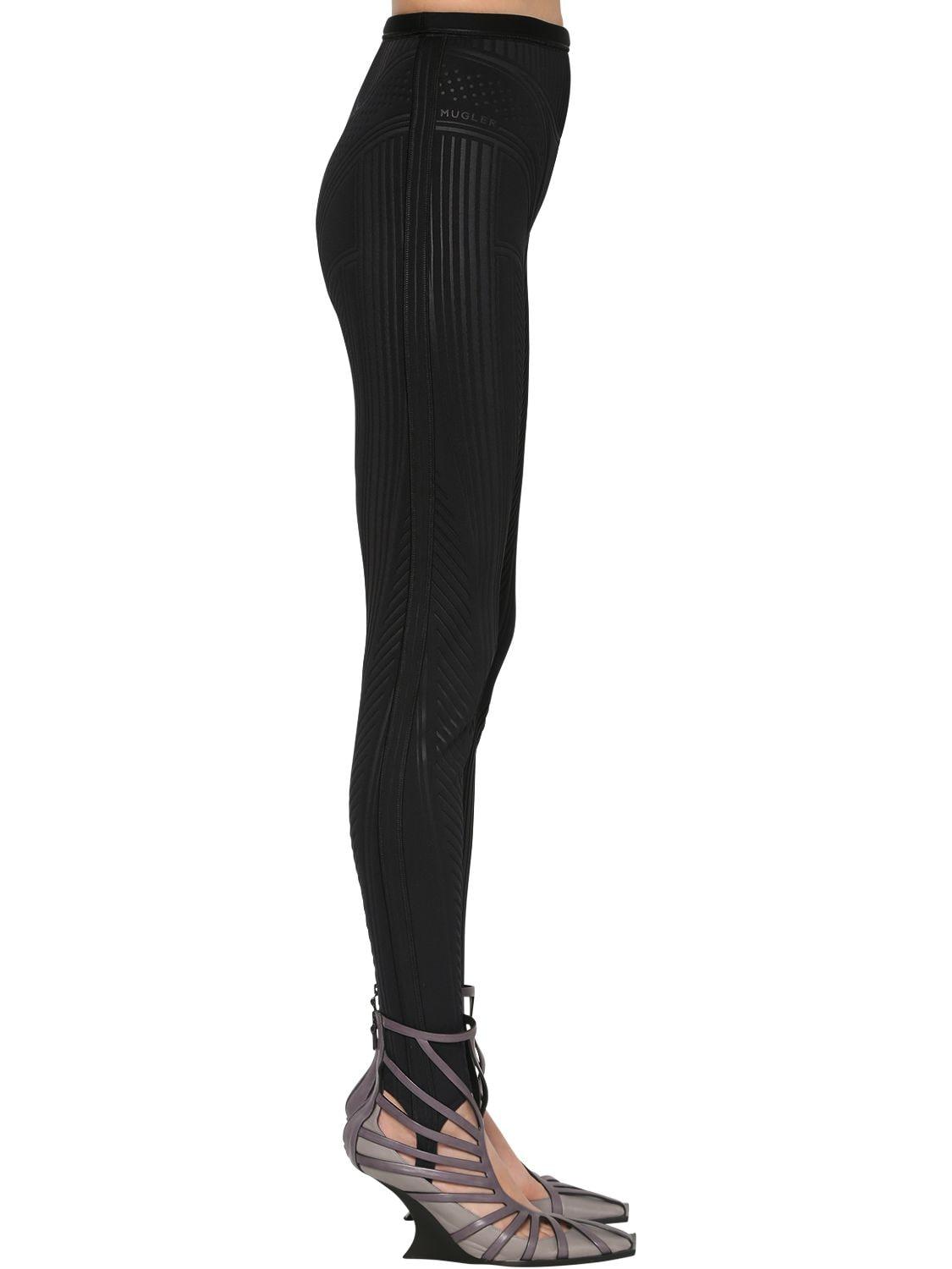 Mugler Scuba Boosted Leggings W/ Stirrups in Black Lyst