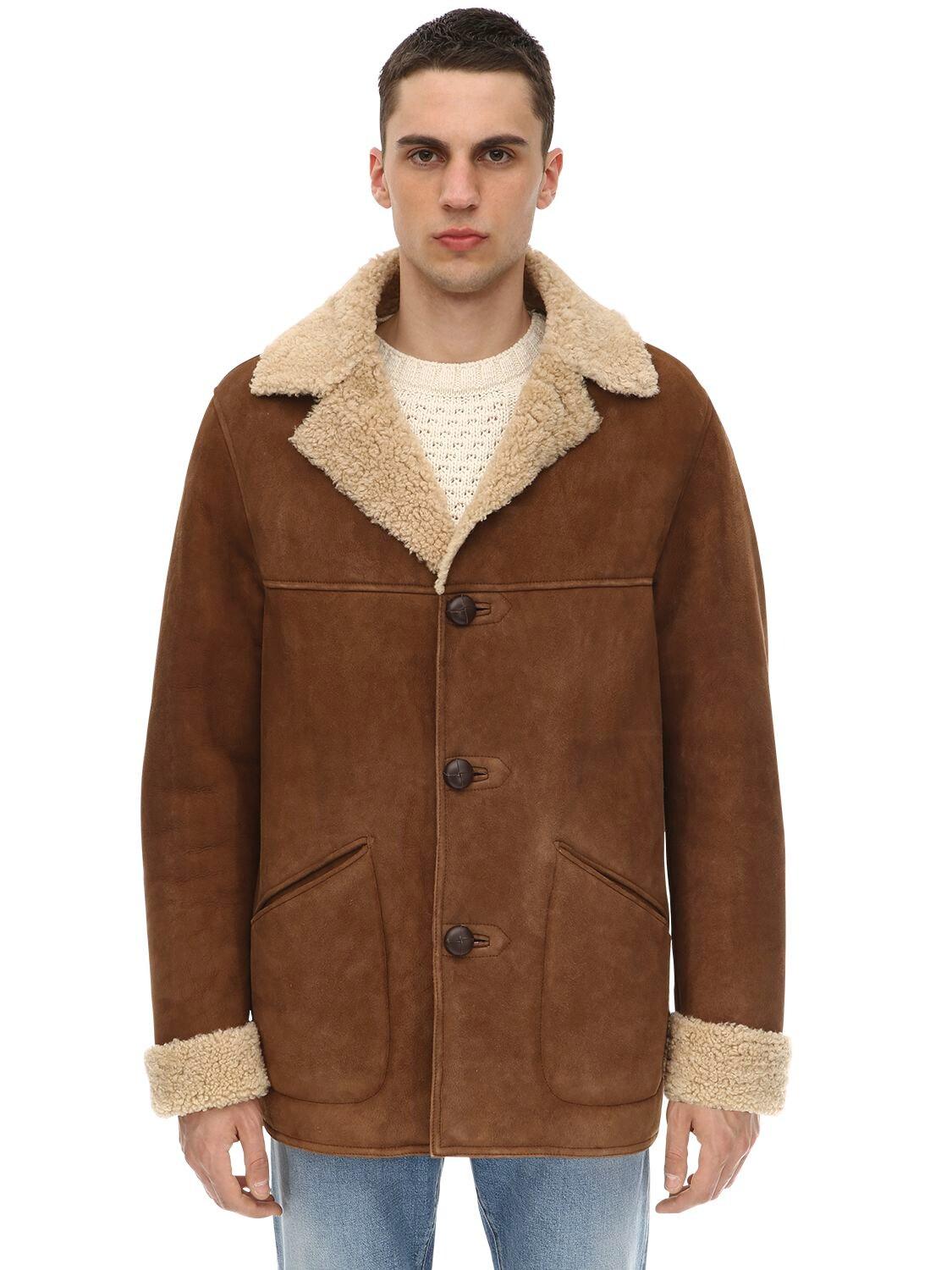 Belstaff Shearling Car Coat in Brown 