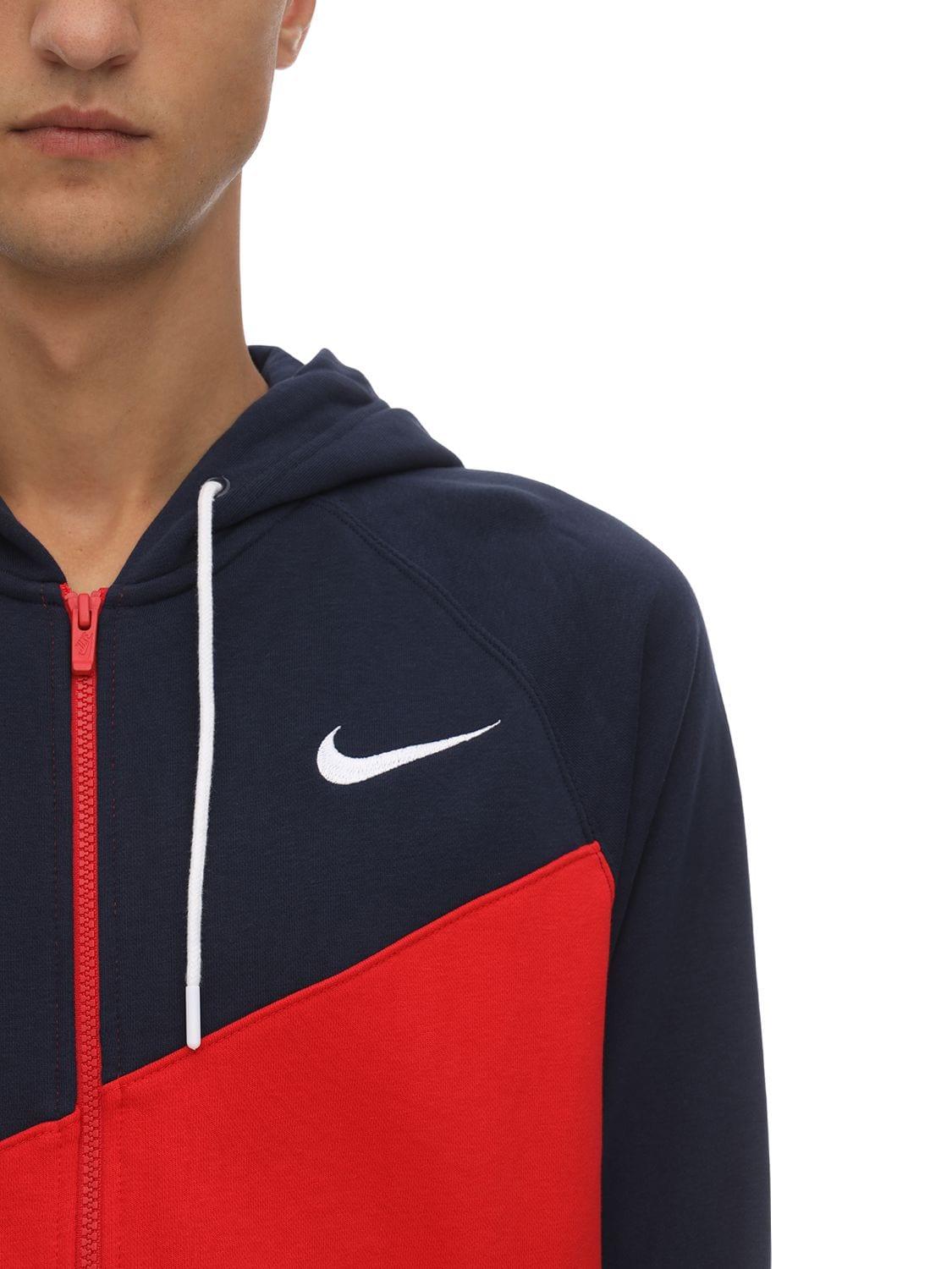 Nike Nsw Swoosh Fz Ft Cotton Blend Hoodie in Red/Navy (Blue) for Men | Lyst