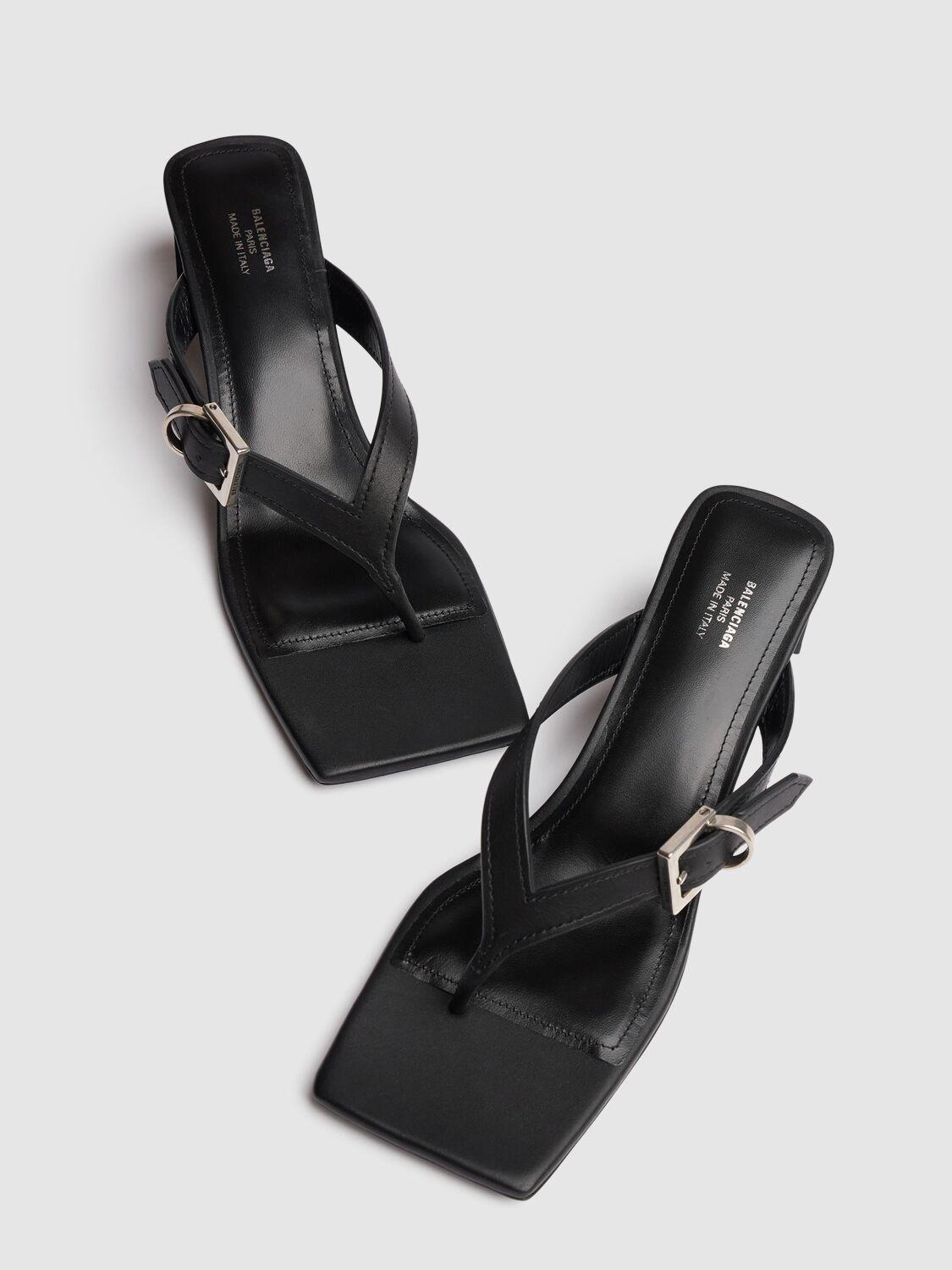Balenciaga Bel Air Leather Sandals in Black | Lyst