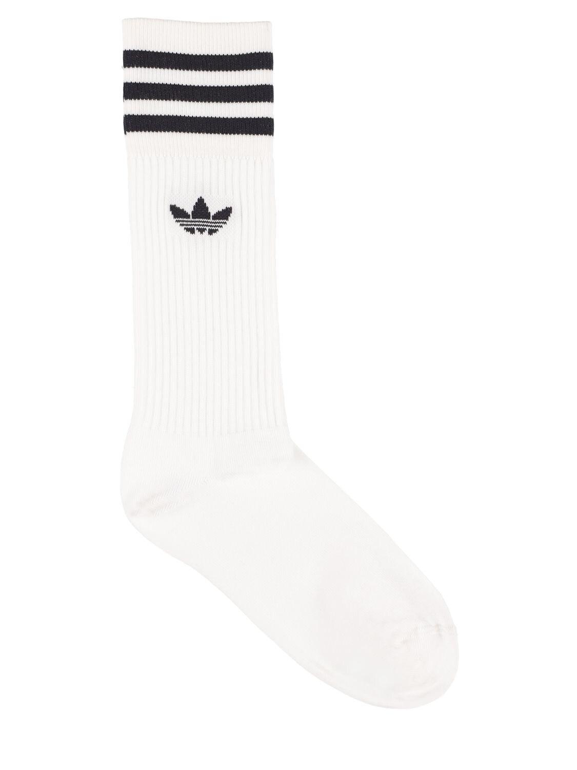 adidas Originals Pack Of 3 Solid Crew Cotton Blend Socks in White | Lyst