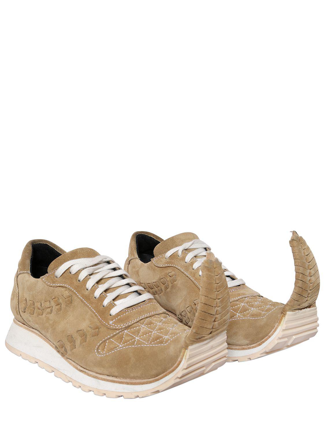 Loewe 20mm Pointed Suede Sneakers in Natural Lyst