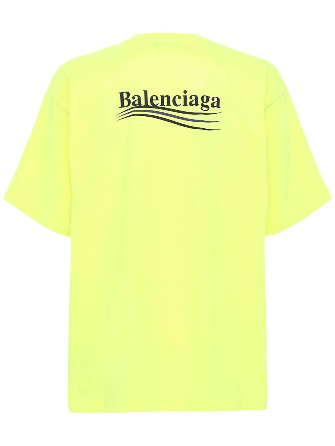 Balenciaga Political Logo Cotton Jersey T-shirt in Neon Yellow (Yellow) for  Men | Lyst