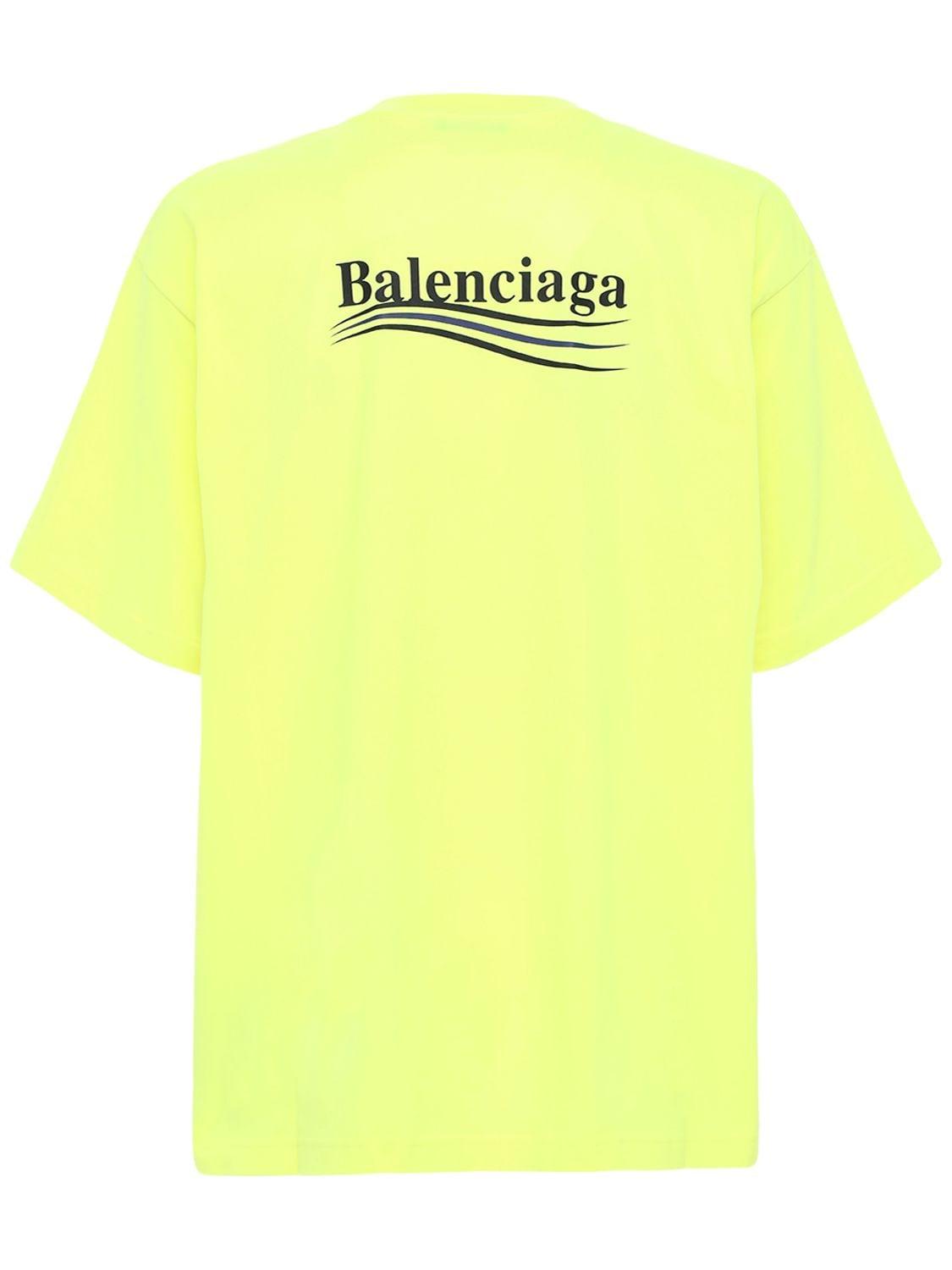 Balenciaga Men's Political Logo Cotton Jersey T-Shirt