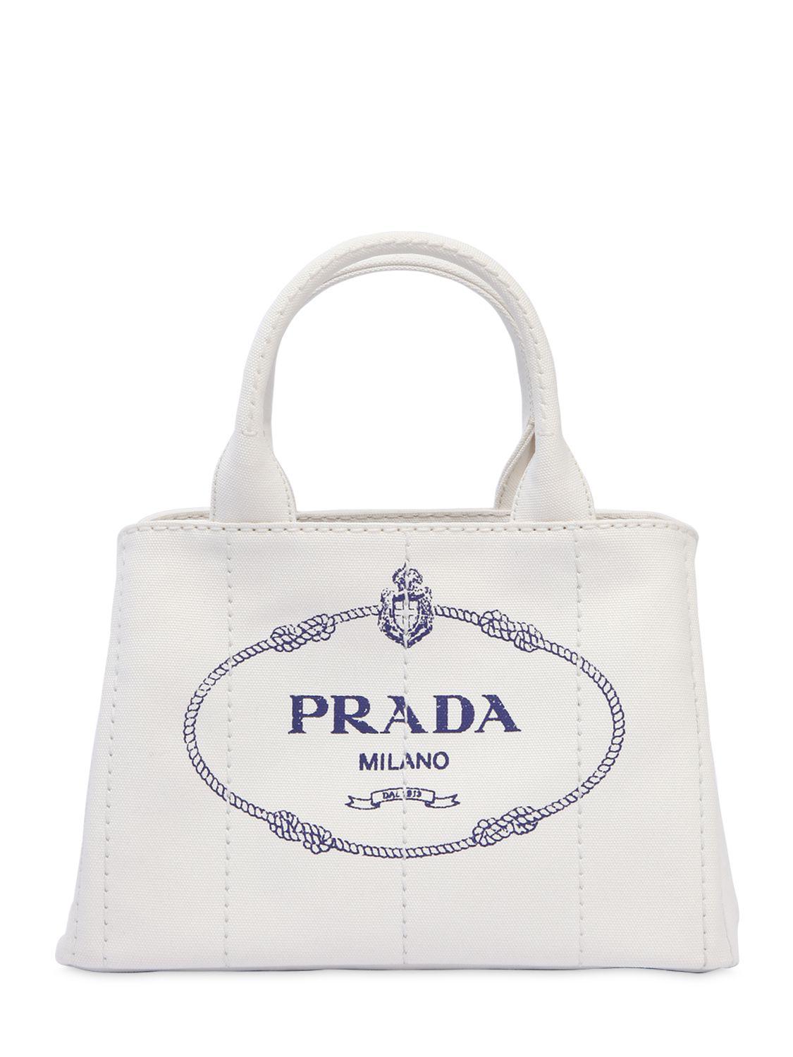 Prada Small Gardener's Cotton Canvas Bag in White - Lyst