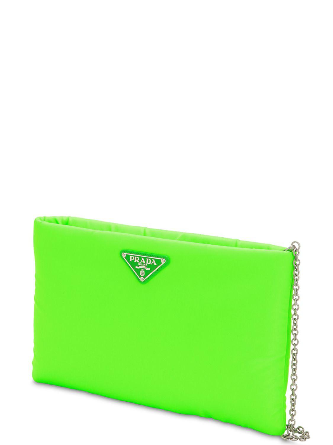 Prada Medium Puffer Nylon Clutch in Green | Lyst