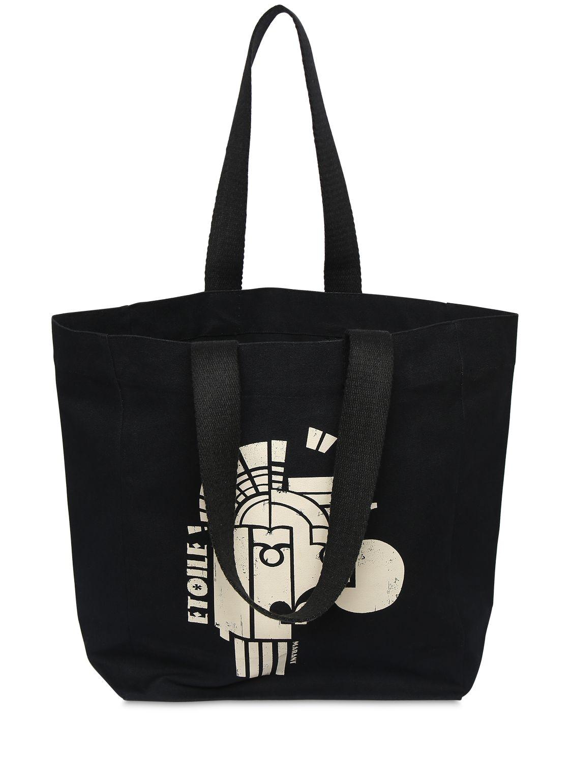 Isabel Marant Printed Cotton Tote Bag in Black - Lyst
