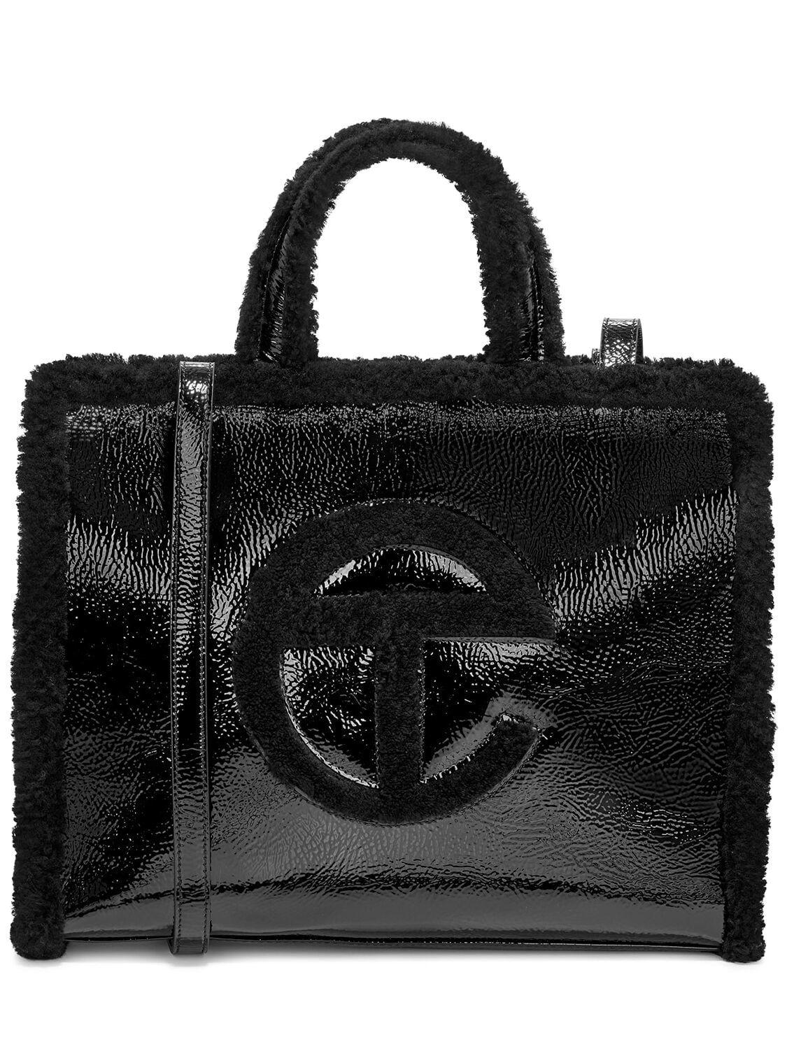 Telfar Medium Patent Shopping Bag Black