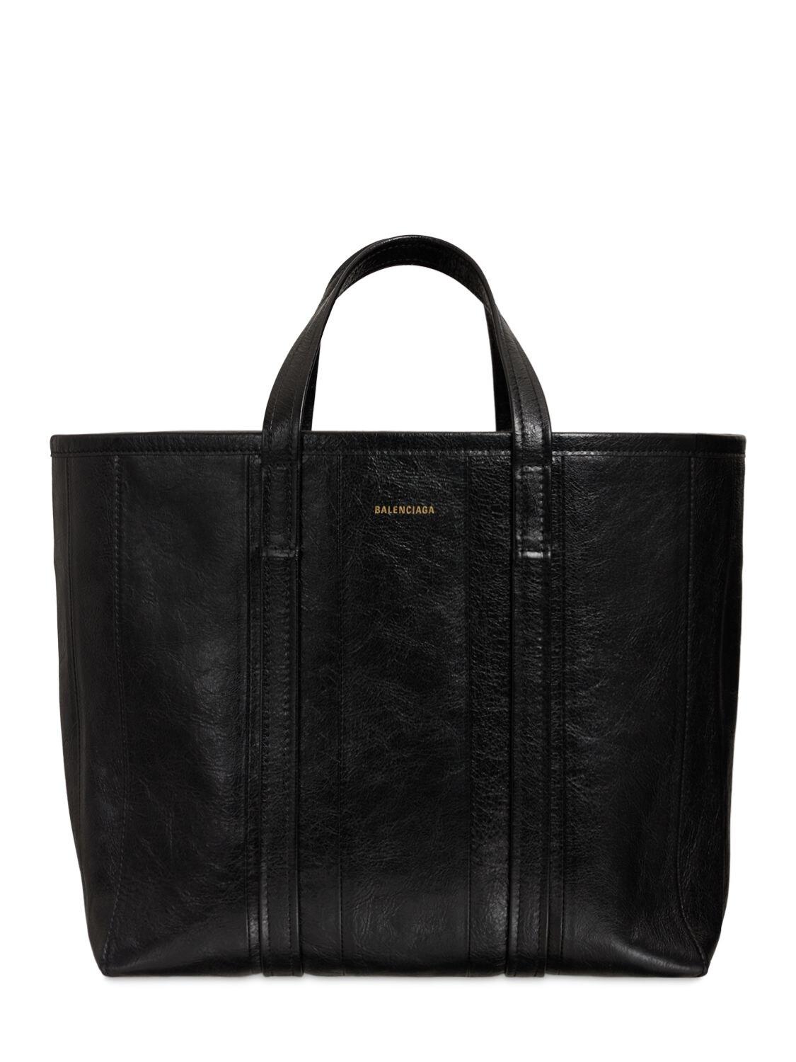 Balenciaga Medium Barbes Leather Tote Bag in Black | Lyst