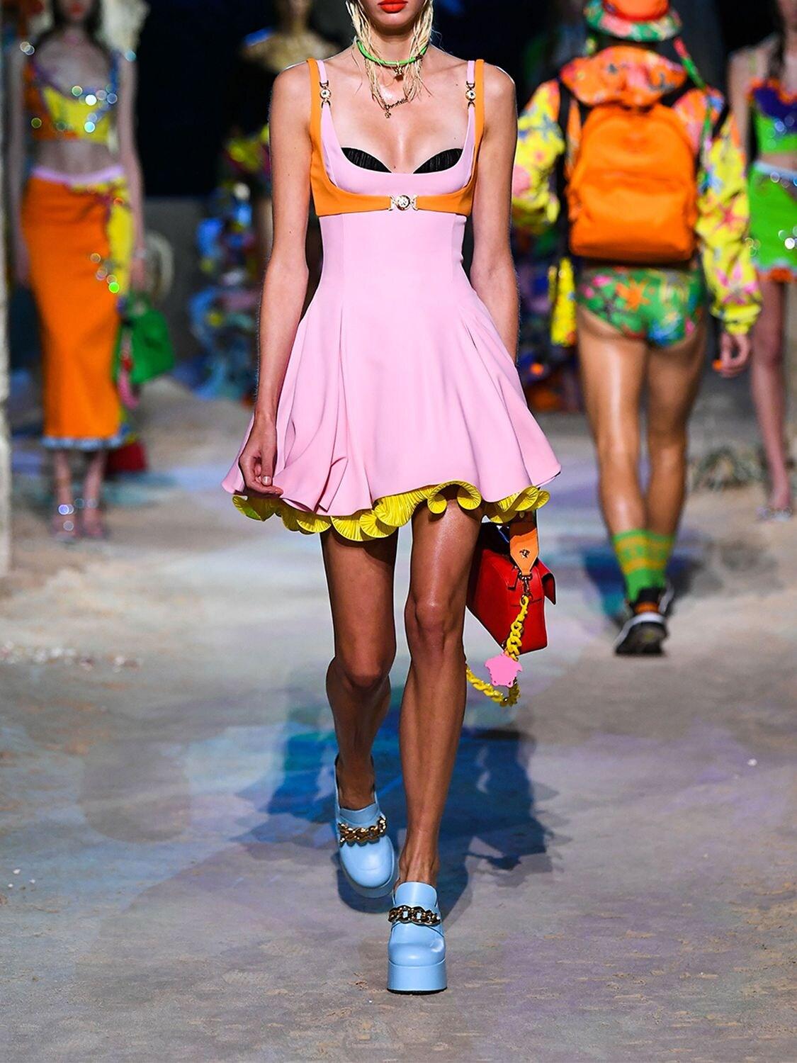 Versace Sleeveless Cady Mini Dress in Pink | Lyst Australia