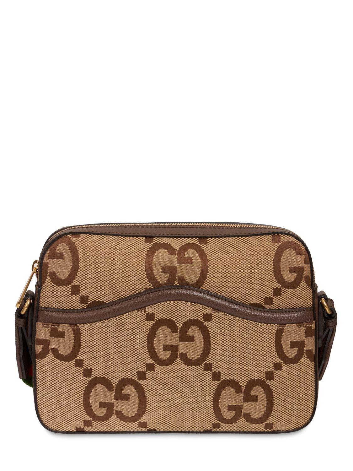 Jumbo GG Canvas Messenger Bag in Beige - Gucci
