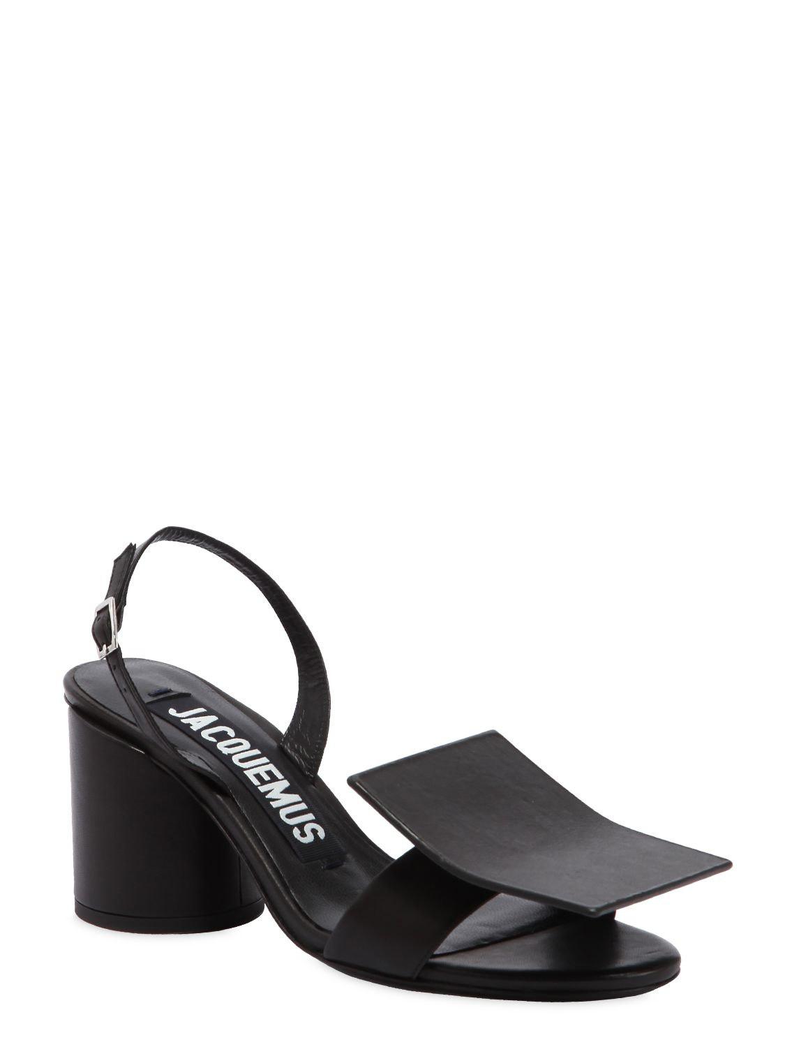 Jacquemus 90mm Square Circle Leather Sandals in Black - Lyst