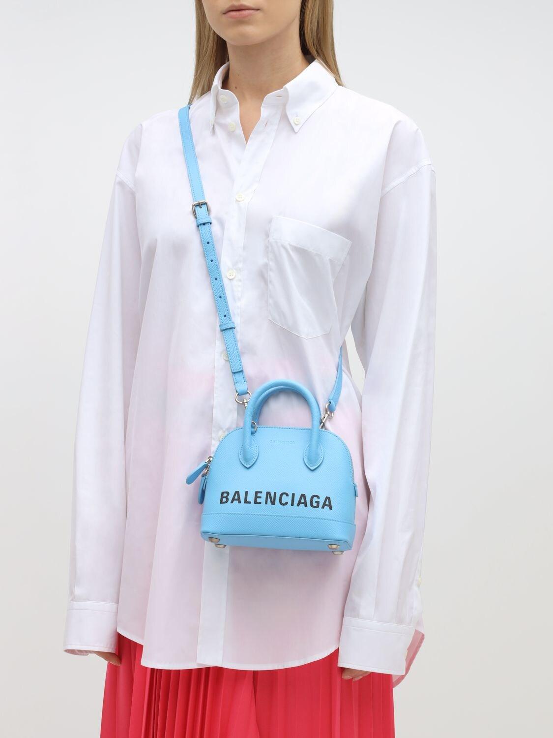 Balenciaga XXS Ville Top Handle Light Blue in Leather with Silver-tone - US