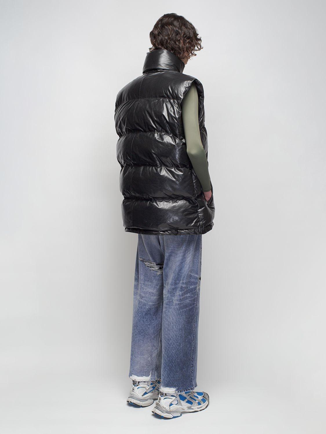 Balenciaga Leather Puffer Vest in Black 