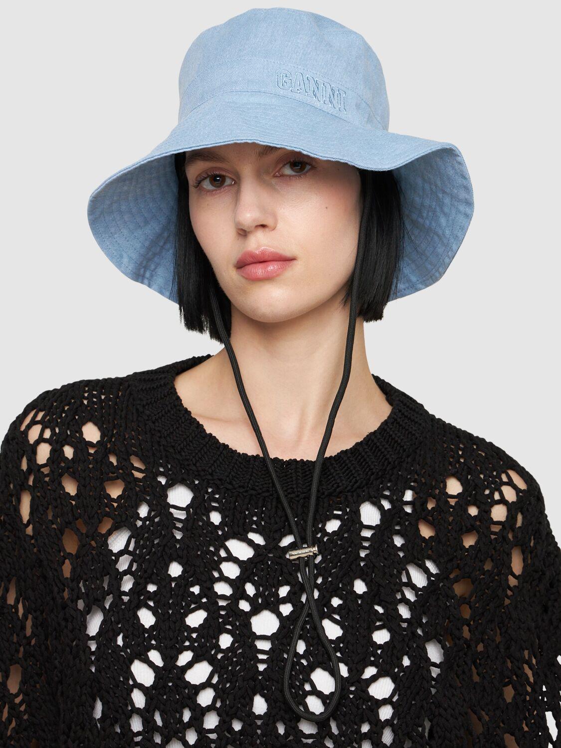 GANNI Fisherman Bucket Hat Denim