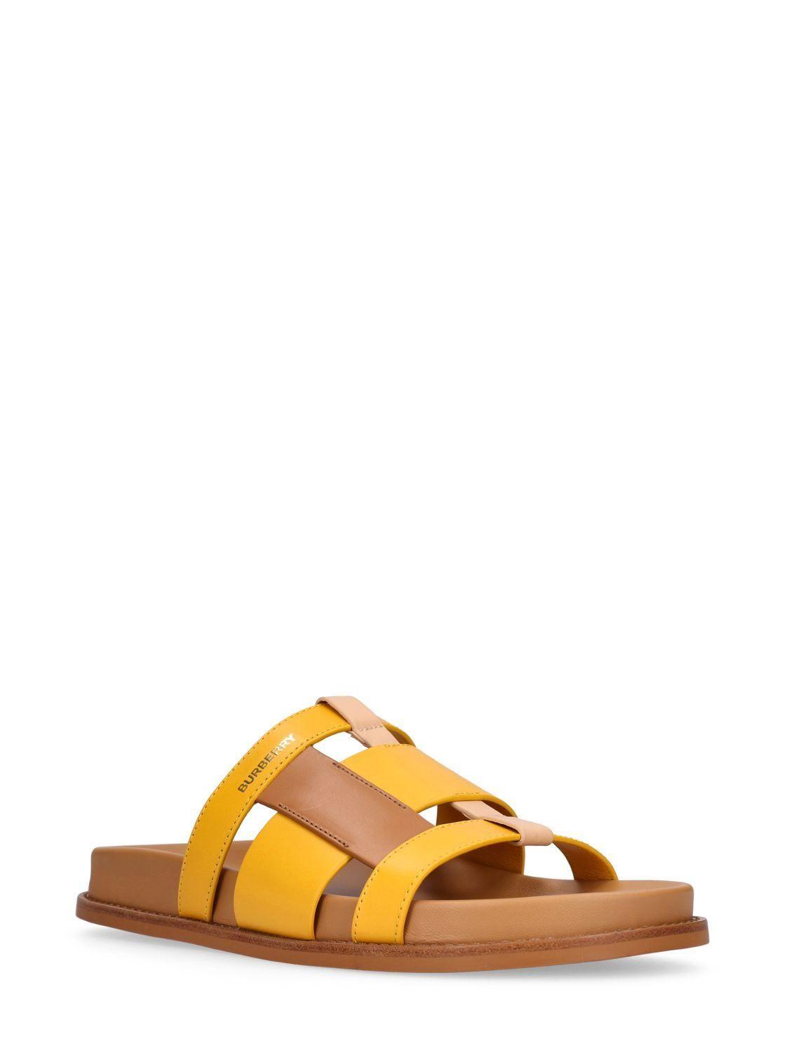 Burberry 10mm Thelma Leather Sandals in Orange | Lyst