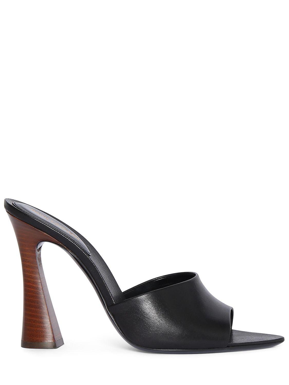 Saint Laurent 105mm Suite Leather Mule Sandals in Black | Lyst