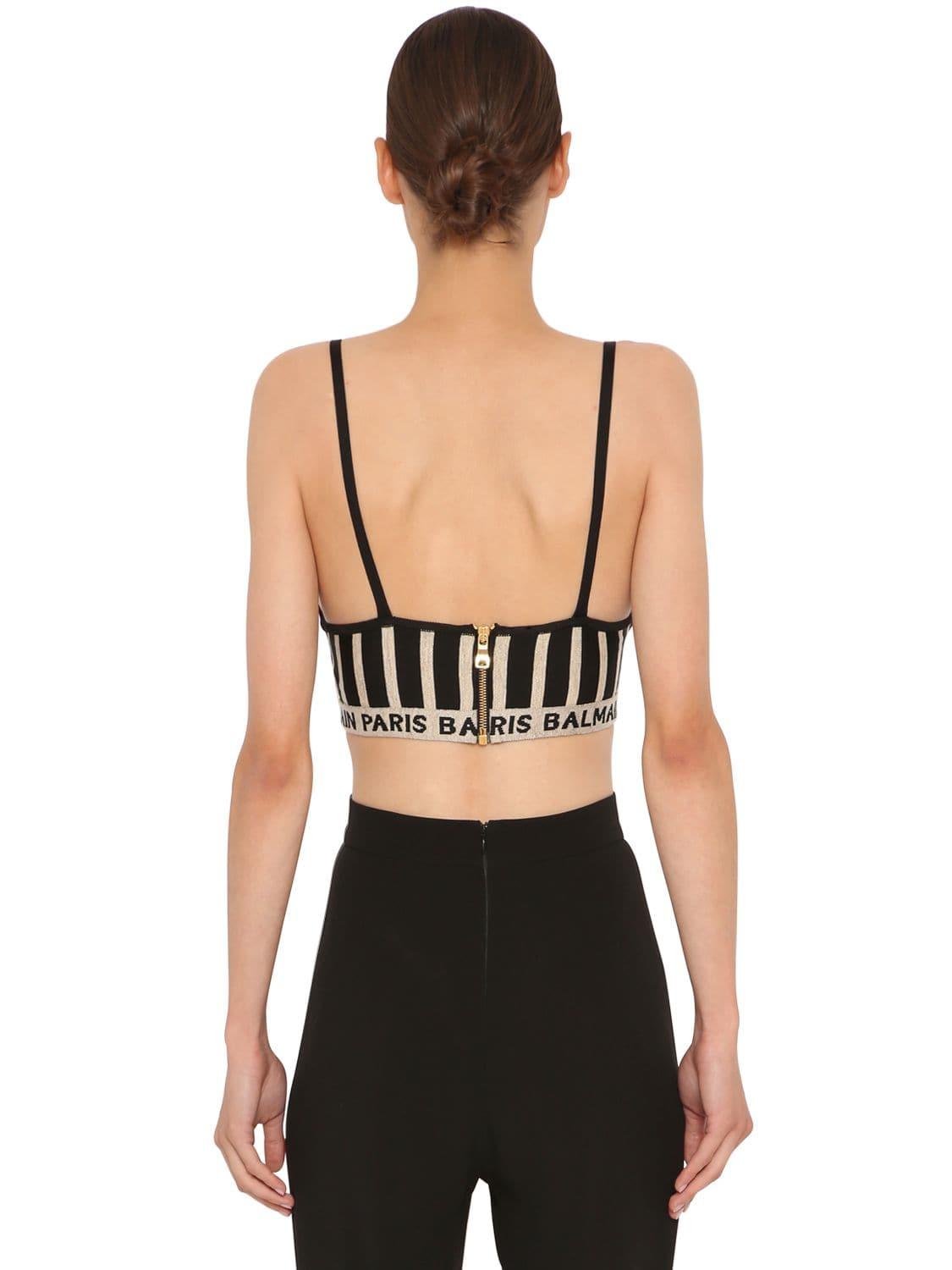 balmain crop top black