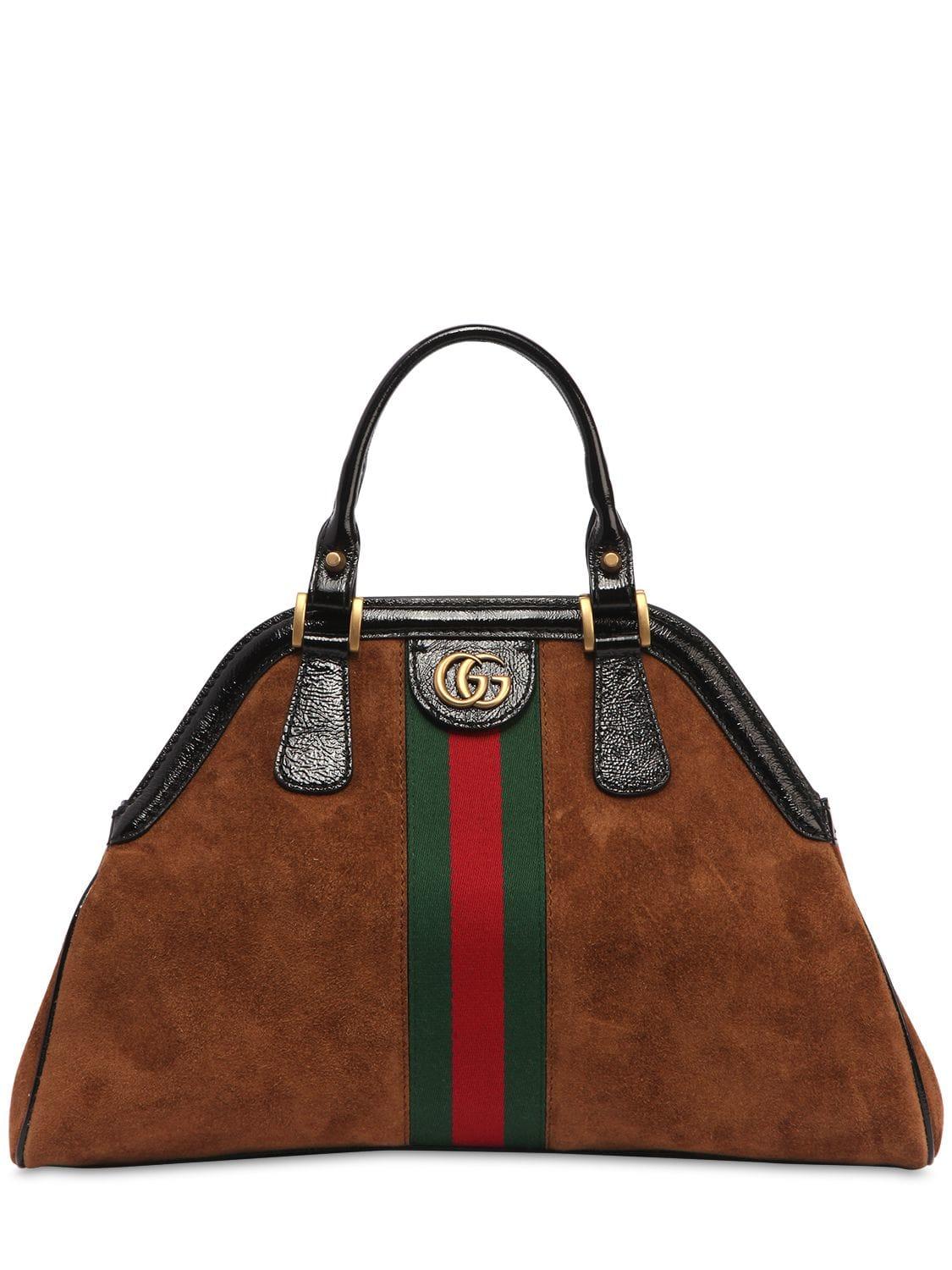 Gucci Borsa Vintage Scamosciata Marrone Firenze Anni 50 Metallo dorato