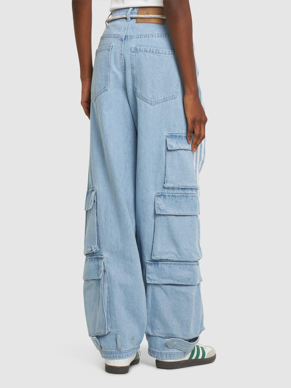 adidas Originals Cotton Denim Cargo Pants in Blue | Lyst