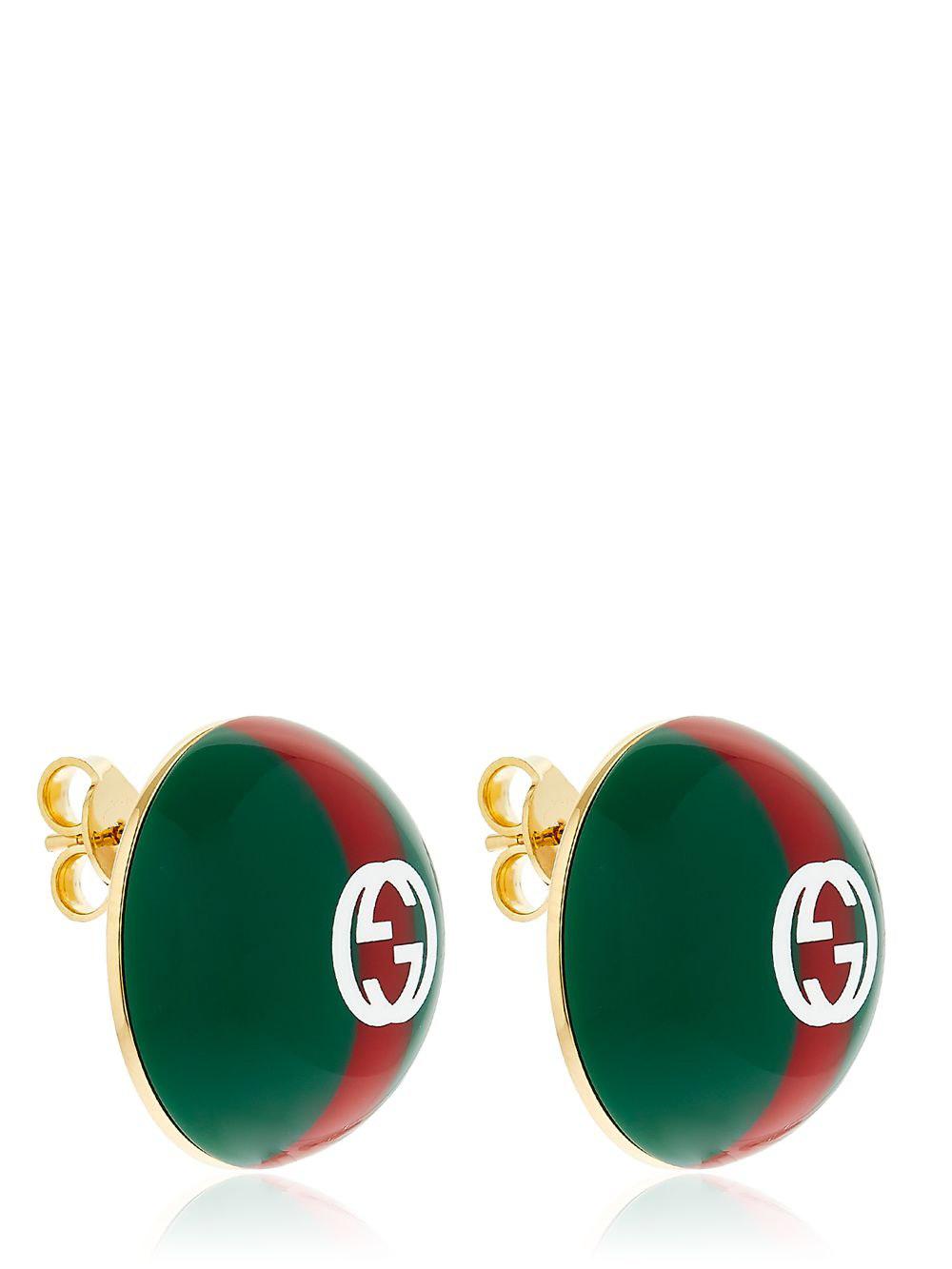 Gucci Vintage Web & Logo Earrings in Green/Red (Green) - Lyst