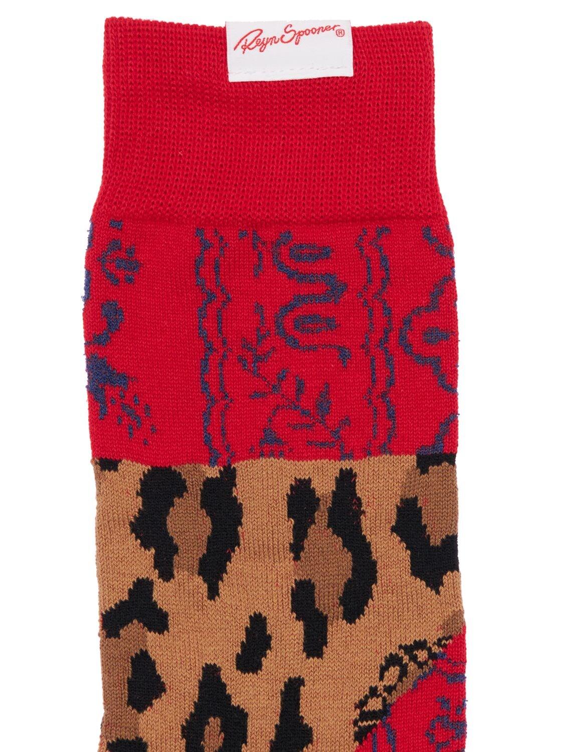 Sacai Animalier Print Cotton Blend Socks in Red/Beige (Red) for Men - Lyst