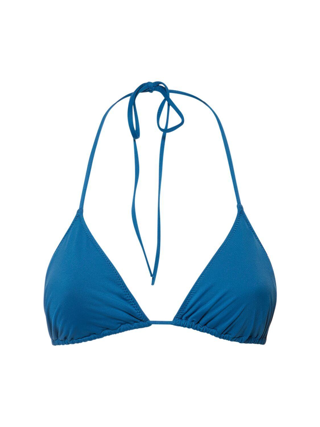 Ulla Johnson Maya Stretch Tech Triangle Bikini Top in Blue | Lyst