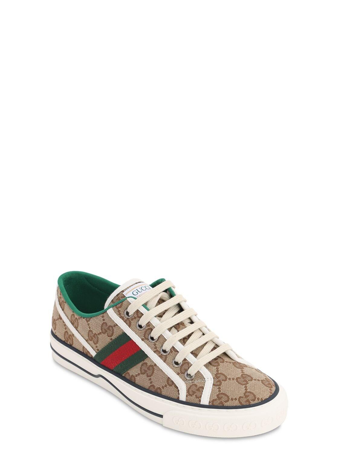 Gucci Gg Canvas Sneakers W/web Detail in Beige (Natural) for Men - Lyst