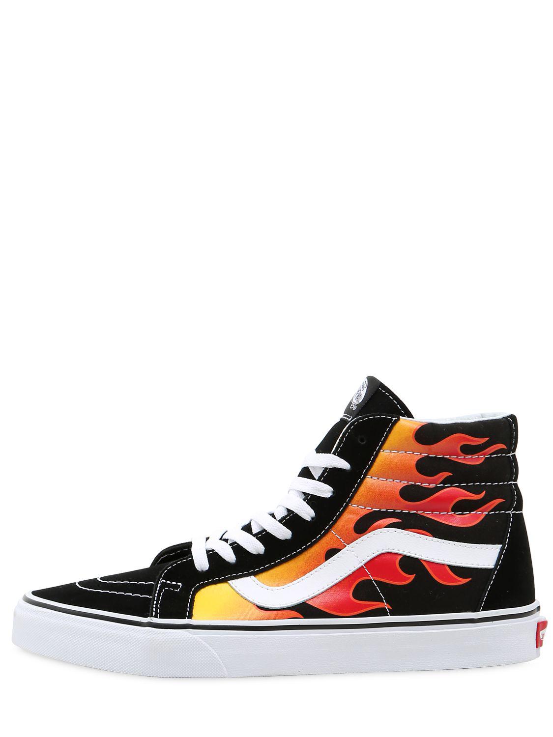 high top vans flames