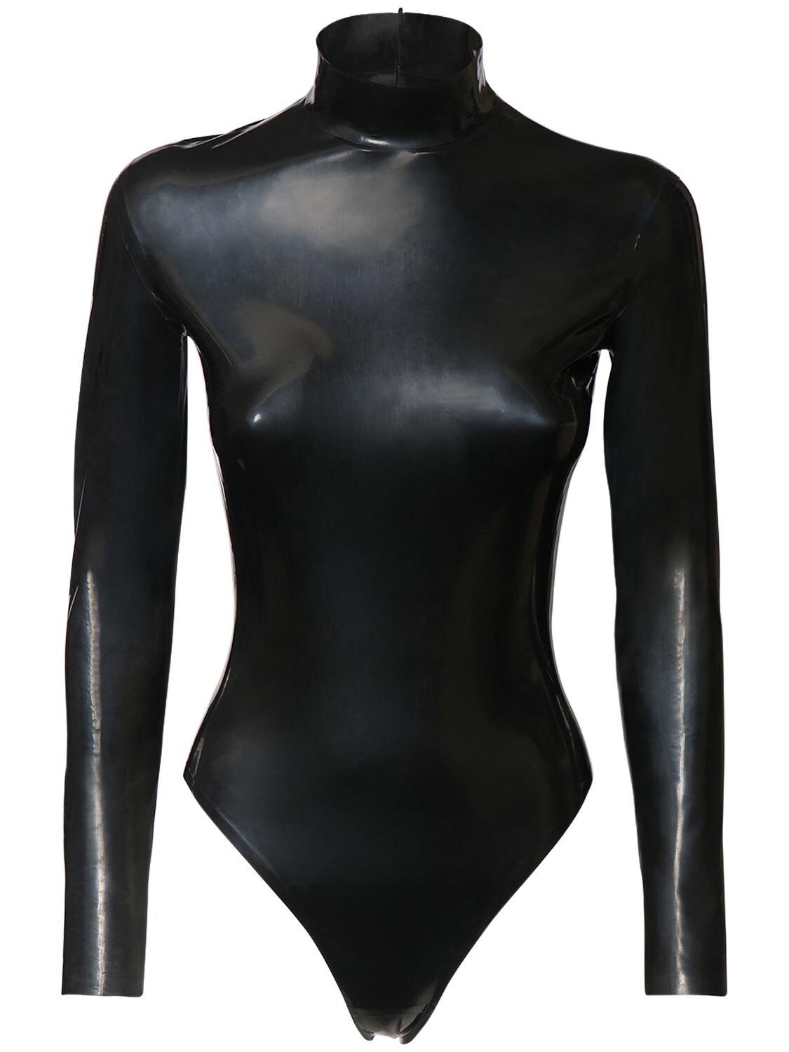 Saint Laurent Baumwolle Rock Aus Stretch-latex in Schwarz Sparen Sie 64% Damen Bekleidung Dessous Bodies 