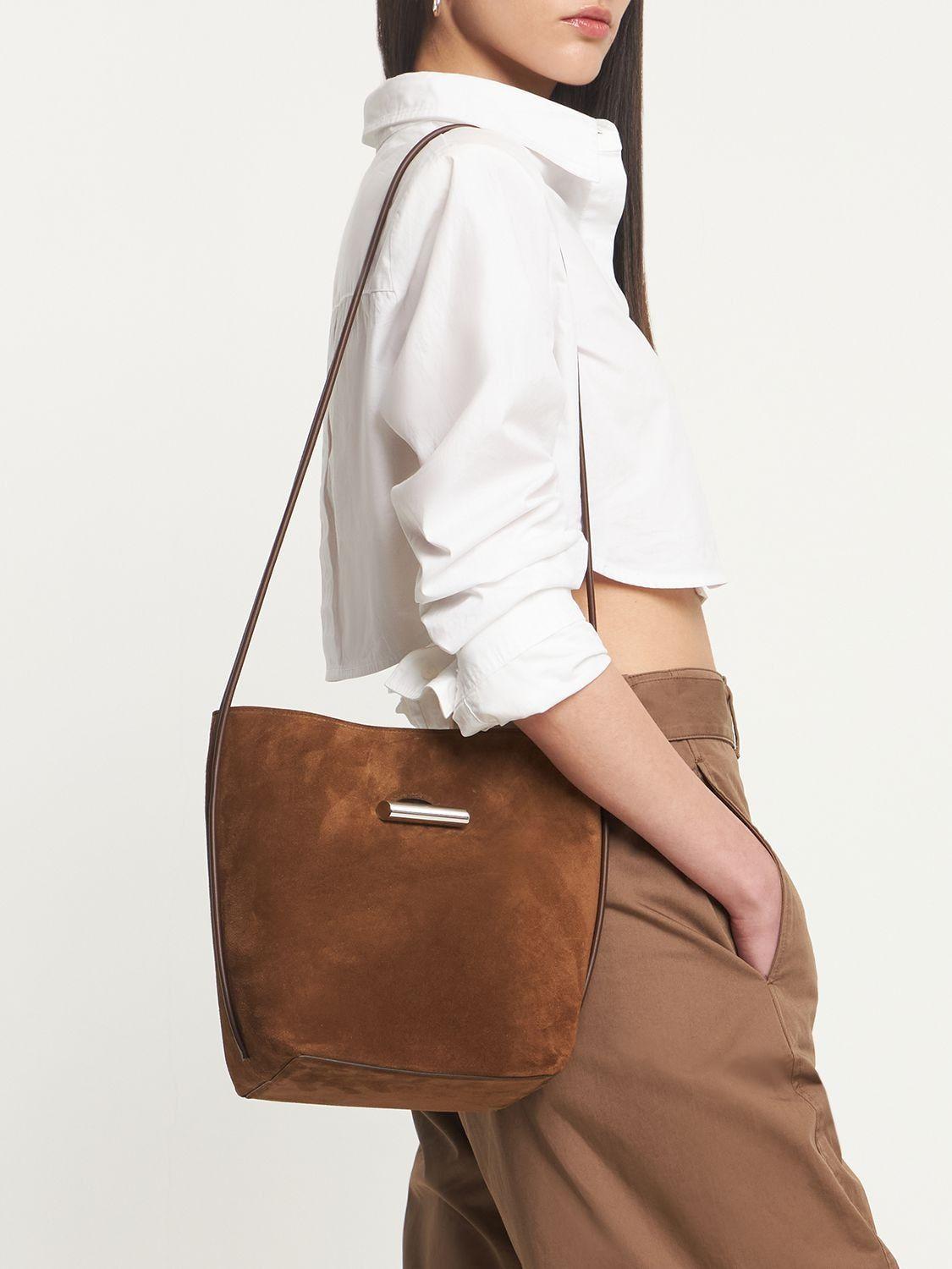 Little Liffner Pennet Suede Bucket Bag in Brown | Lyst
