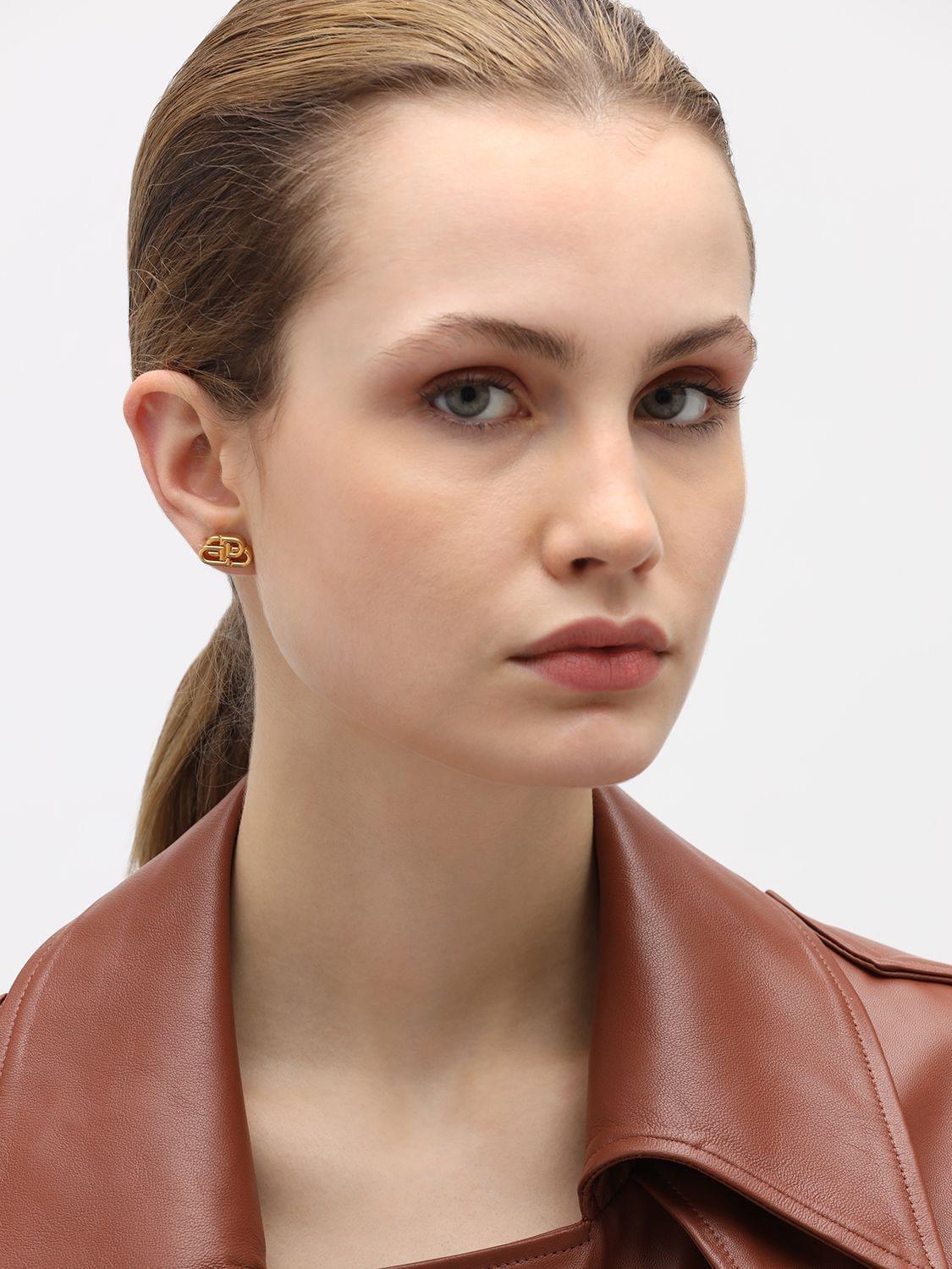 Balenciaga Bb Xs Mini Logo Stud Earrings in Metallic | Lyst