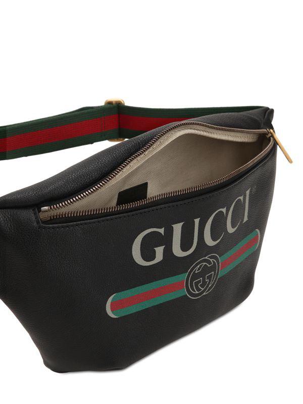 Gucci Print Leather Belt Bag in Black for Men - Lyst