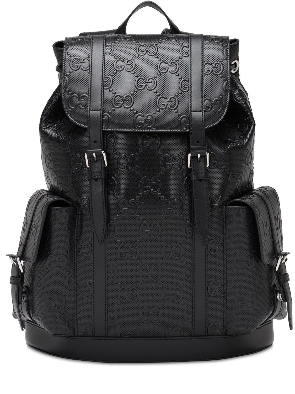 Gucci GG Embossed Leather Backpack in ‎Black Color