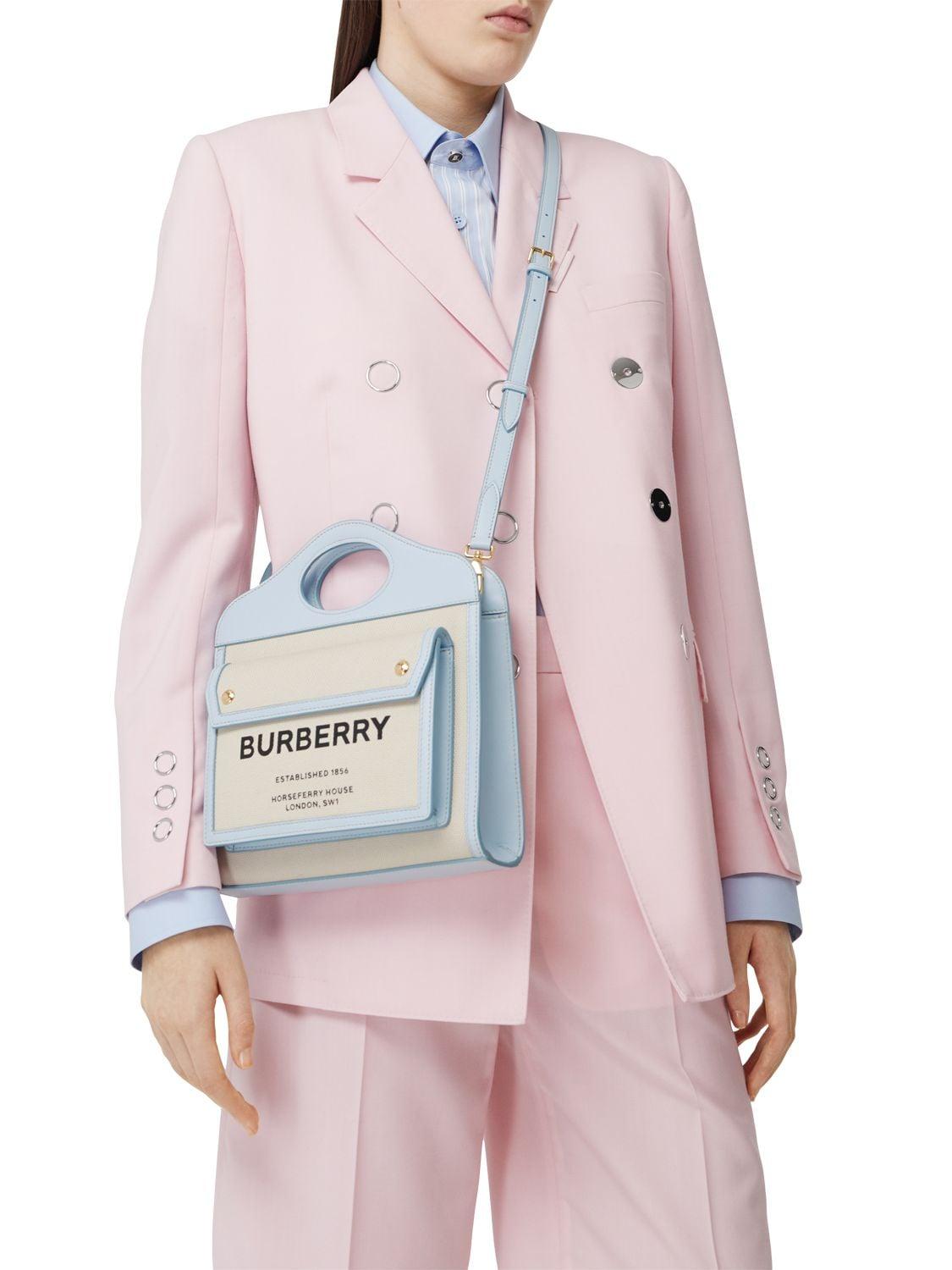 Burberry Pocket Logo Canvas & Leather Tote in Blue (Blue) - Lyst