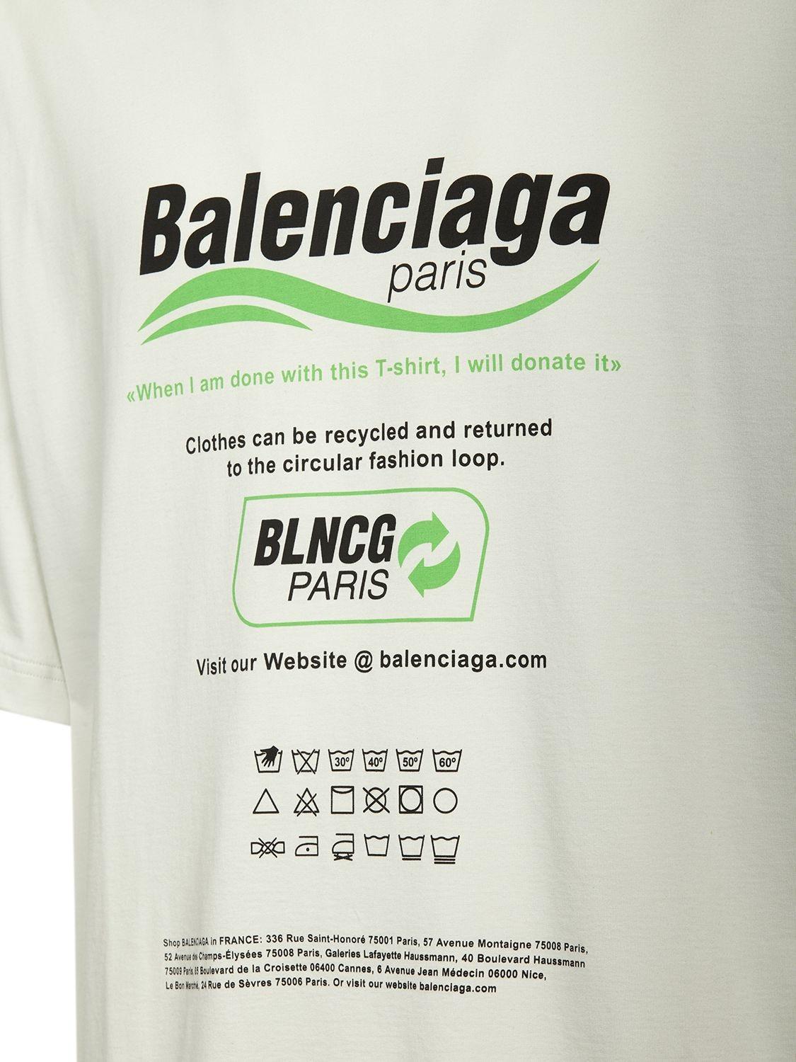 Balenciaga Logo Cotton T-shirt in Green for Men | Lyst