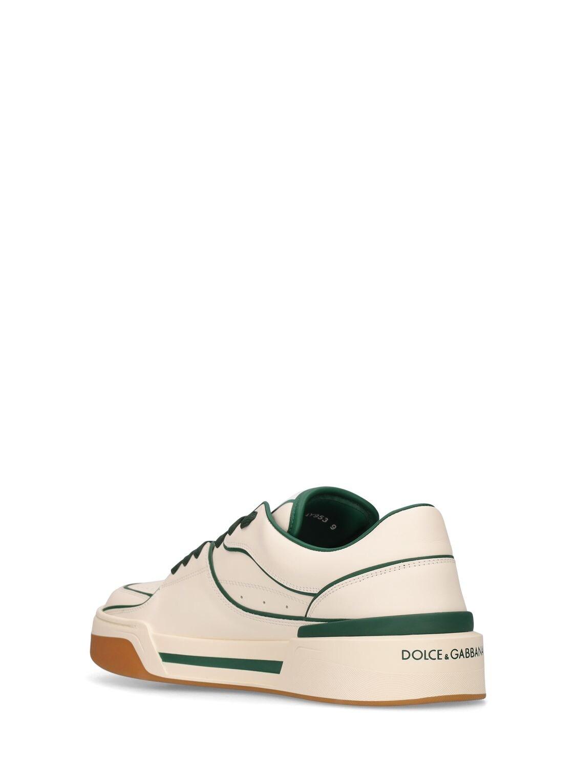 for Men Natural Save 9% Dolce & Gabbana new Roma Leather Sneakers in Beige,Green Mens Trainers Dolce & Gabbana Trainers 