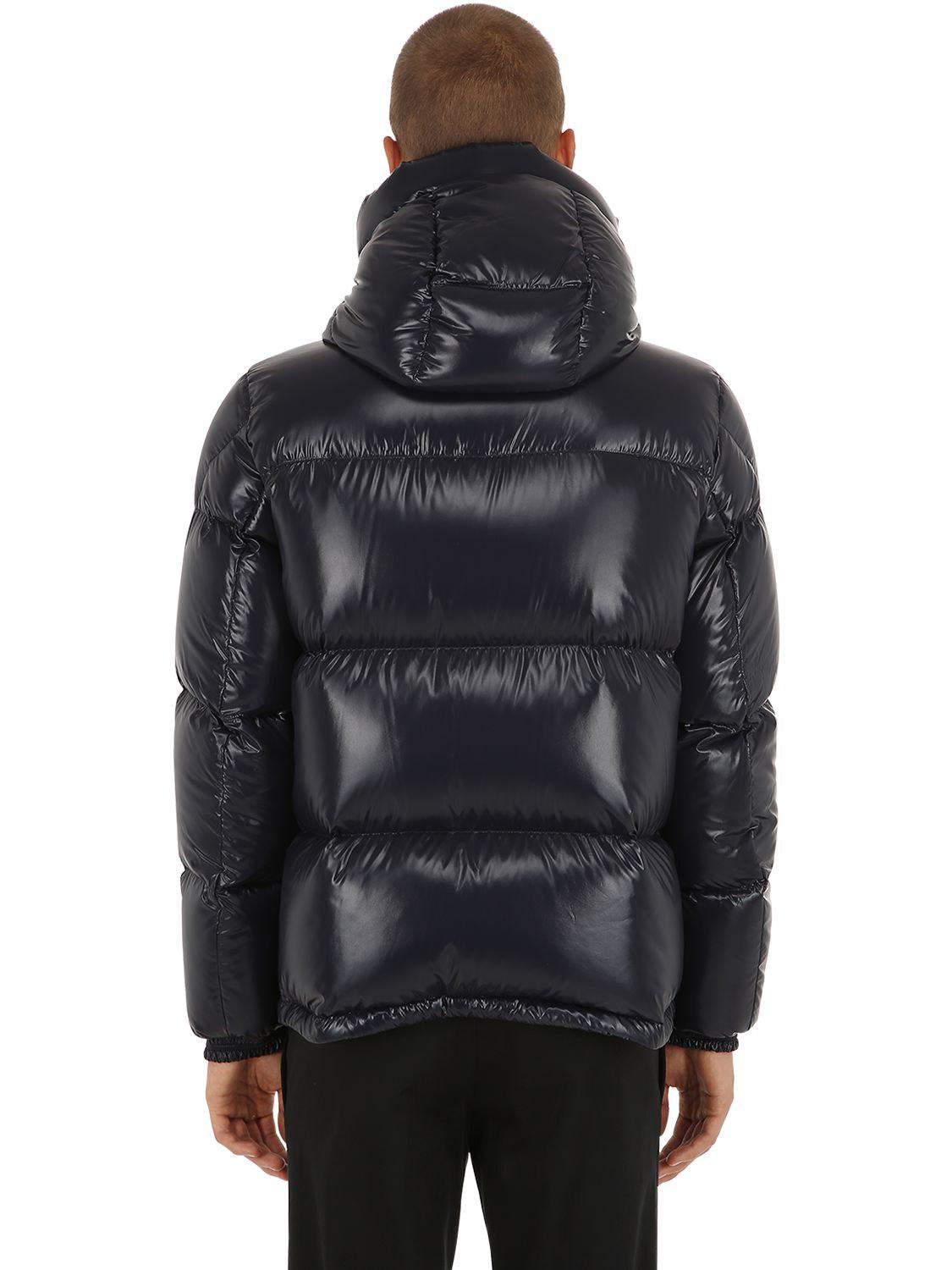 Moncler Synthetic Montbeliard Nylon Laqué Down Jacket in Navy (Blue ...