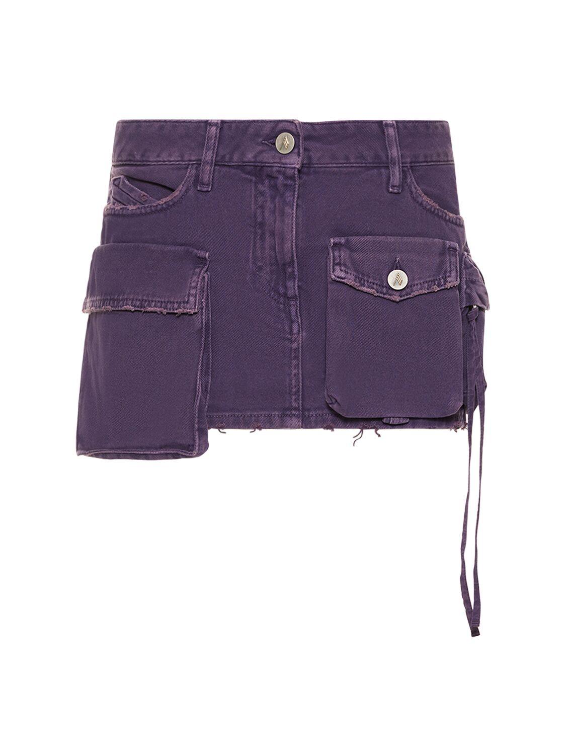 The Attico Fay Denim Cargo Mini Skirt in Purple | Lyst UK